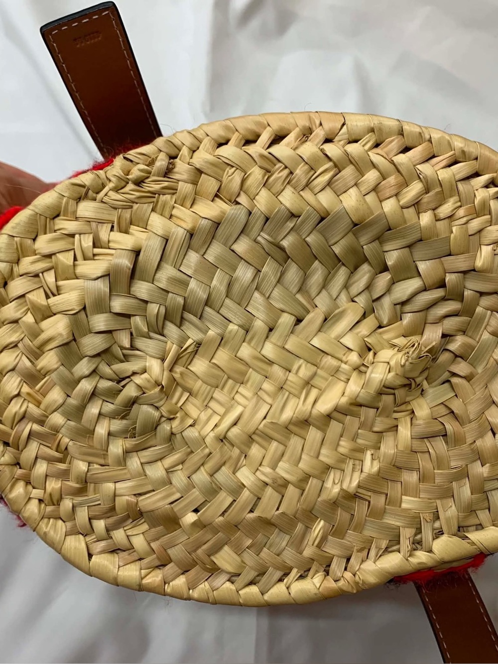 Loewe Straw Tote with Tan Leather and Red Trim. limited edition - Picture 2 of 8